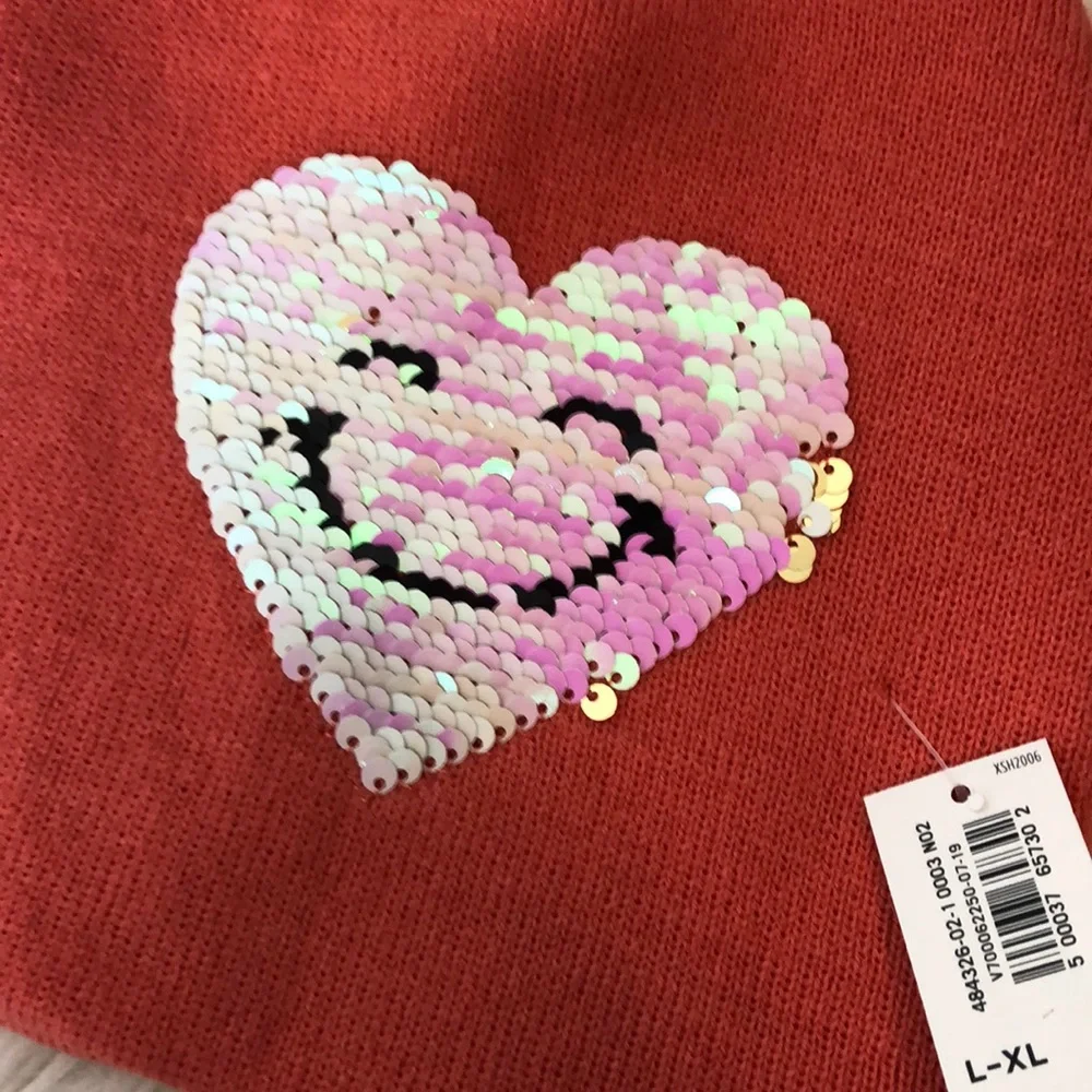 Old Navy l Sequin Coral Heart Winter Hat